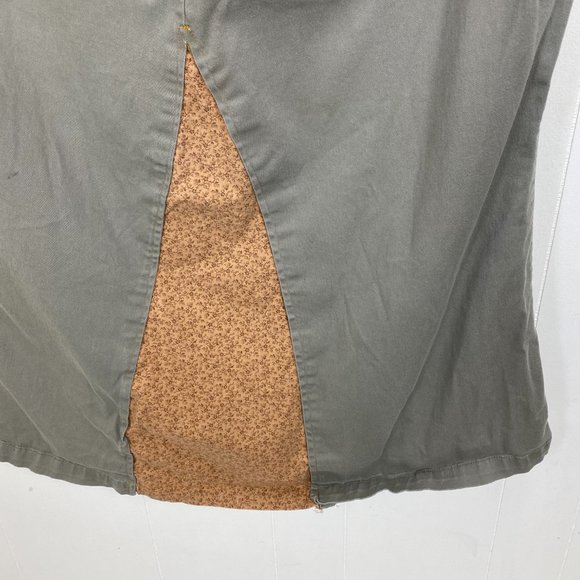 90s Style Fabric Insert Green Khaki Skirt 28P - Picture 10 of 11